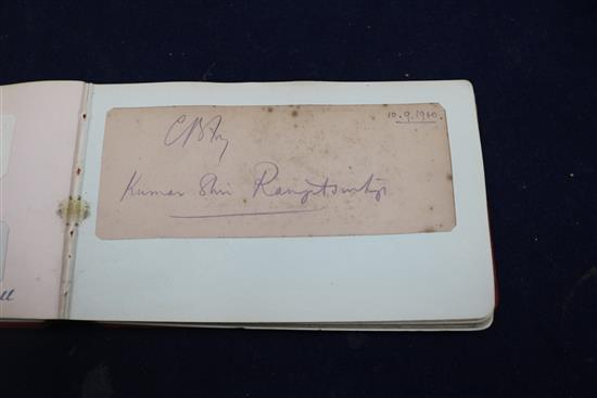 An autograph album containing signatures mainly on piece, including Queen Victoria, W G Grace and Winston Churchill